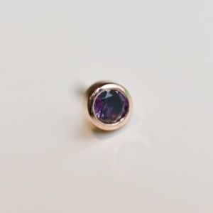 BVLA 14k rose gold 2mm bezel set midnight topaz threadless end